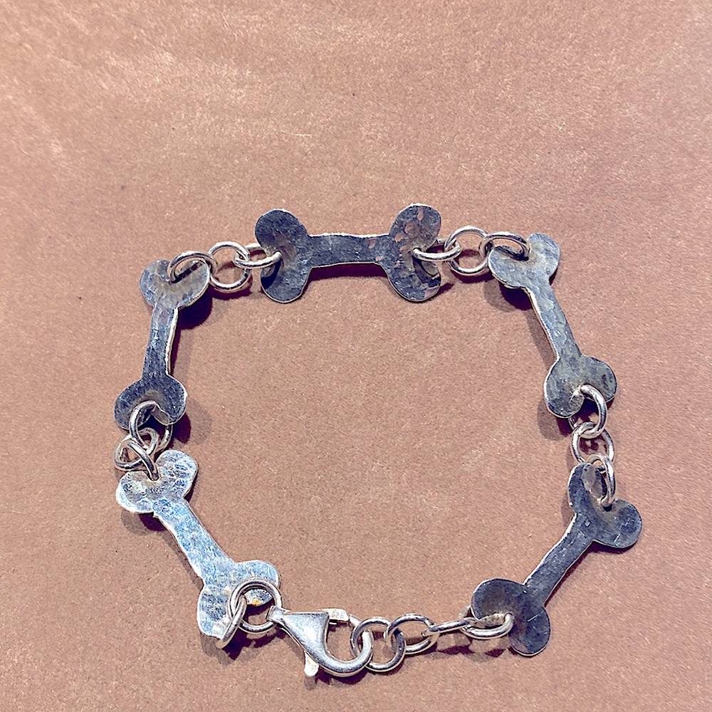 Hammered Sterling Bone Bracelet